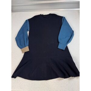 COS Womens Colour-Block Wool Knit Long Sleeve Pullover Multi Sweater Dress Large